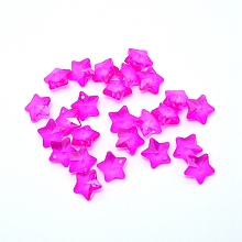 Honeyhandy Transparent Glass Pendants, Faceted, Star Charms, Magenta, 13x13.5x7mm, Hole: 1mm