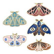 Honeyhandy 5Pcs 5 Style Alloy Enamel Brooches, Enamel Pin, with Butterfly Clutches, Butterfly, Golden, Mixed Color, 14~20x27.5x9.5mm, Pin: 1mm, 1pc/style