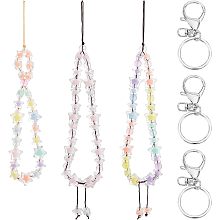 OLYCRAFT 3 Pcs 3 Style Acrylic Star Beaded Phone Chain with Keychain Clasp Acrylic Seed Beads Phone Charm Beaded Phone Lanyard Wrist Strap for Phone Case Keychain Accessories - 7.9~9.6 inch