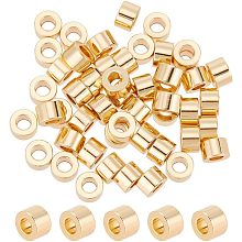 Arricraft 50 Pcs Column Spacer Beads, Golden Brass Rondelle Tube Beads with 3mm Large Hole Metal Tiny Loose Beads Charms for Jewelry Making Bracelet Necklace