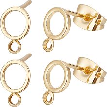 Beebeecraft 1 Box 20Pcs Circle Stud Earring Finding 18K Gold Plated Geometry Round Hollow Out Studs Earring with Loop and 20Pcs Ear Nuts for Jewelry Earring Making Supplies