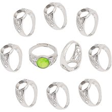 CHGCRAFT 10 PCS Adjustable Brass Blank Ring Settings Platinum Flat Round Pad Ring Base Blank Settings for Rings Jewelry Making Supplies