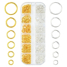 Honeyhandy 520Pcs 12 Sizes Brass Open Jump Rings Sets, Round Ring, Golden & Silver, 4~10x0.8~1mm, Inner Diameter: 2.4~8mm