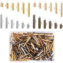 PandaHall Elite 24 Styles Slider End Clasps Tubes, 240pcs Slider Clasp for Bead Looms Terminators Tubes Slider End Caps Slide Tube End Bar for Seed Bead Multi-Strand Necklace Bracelet Jewelry Making