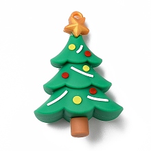 Honeyhandy PVC Plastic Big Pendants, Christmas Tree, Sea Green, 58x40x21mm, Hole: 3mm