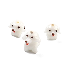 Honeyhandy Handmade Lampwork Beads, Cartoon Style, Dog, White, 18~21x13~15x11~17mm, Hole: 2mm