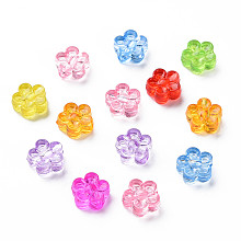 Honeyhandy Transparent Acrylic Beads, Flower, Mixed Color, 8x8.5x3.5mm, Hole: 1.6mm, about 3305~3504pcs/500g