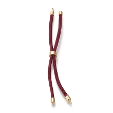 Honeyhandy Nylon Twisted Cord Bracelet Making, Slider Bracelet Making, with Eco-Friendly Brass Findings, Round, Golden, Dark Red, 8.66~9.06 inch(22~23cm), Hole: 2.8mm, Single Chain Length: about 4.33~4.53 inch(11~11.5cm)