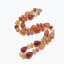 Honeyhandy Natural Carnelian Beaded Necklaces, with Alloy Lobster Clasps, Teardrop, 18.1 inch~18.5 inch(46~47cm)