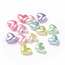 Honeyhandy Imitation Pearl Acrylic Beads, Heart, Mixed Color, 9.5x11x5.5mm, Hole: 2.2mm, about 1612pcs/500g