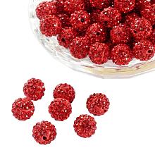 ARRICRAFT 100 Pcs 10mm Light Siam Shamballa Pave Disco Ball Clay Beads, Polymer Clay Rhinestone Beads Round Charms Jewelry Makings