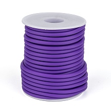 Honeyhandy Hollow Pipe PVC Tubular Synthetic Rubber Cord, Wrapped Around White Plastic Spool, Mauve, 4mm, Hole: 2mm, about 16.4 yards(15m)/roll