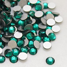 Honeyhandy Glass Flat Back Rhinestone, Grade A, Back Plated, Faceted, Half Round, Emerald, 3.8~4mm, about 1440pcs/bag