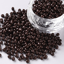 Honeyhandy Baking Paint Glass Seed Beads, Coconut Brown, 8/0, 3mm, Hole: 1mm, about 10000pcs/bag