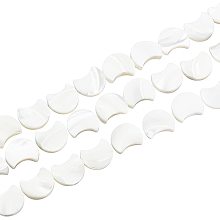 BENECREAT 34pcs/Strand Natural White Shell Beads Strands Mother of Pearl Shell Beads Moon FreshwaterBeads for Jewelry Making-40.5cm/16"