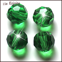 Honeyhandy Imitation Austrian Crystal Beads, Grade AAA, Faceted, Round, Green, 4mm, Hole: 0.7~0.9mm