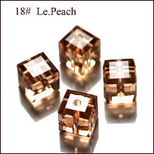 Honeyhandy Imitation Austrian Crystal Beads, Grade AAA, Faceted, Cube, PeachPuff, 5~5.5x5~5.5x5~5.5mm(size within the error range of 0.5~1mm), Hole: 0.7~0.9mm