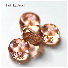 Honeyhandy Imitation Austrian Crystal Beads, Grade AAA, Faceted, Flat Round, PeachPuff, 8x3.5mm, Hole: 0.9~1mm