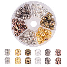 PandaHall Elite 60pcs 6 Color Alloy Buddha Head Beads Charm Connector Beads for Bracelet Necklace Earrings Jewelry Making Crafts