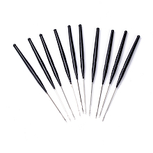 Honeyhandy Iron Crochet Hooks Needles, with Plastic Handle, Black, 160x6mm, Pin: 0.5mm, 10pcs/bag