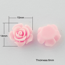 Honeyhandy Resin Cabochons, Flower, Pearl Pink, 14x15x6mm