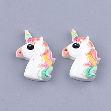 Honeyhandy Resin Cabochons, Unicorn, White, 25x18x5.5mm