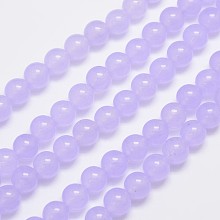 Honeyhandy Natural & Dyed Malaysia Jade Bead Strands, Round, Lilac, 8mm, Hole: 1.0mm, about 48pcs/strand, 15 inch