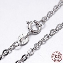 Honeyhandy Anti-Tarnish Rhodium Plated Sterling Silver Cable Chains Necklaces, with Spring Ring Clasps, Platinum, 18 inch, 1.3mm