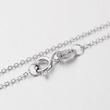 Honeyhandy Electroplated Rhodium Plated Sterling Silver Cable Chain Necklaces, with Spring Ring Clasps, Thin Chain, Platinum, 18 inch, 1mm wide