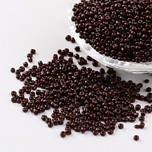 Honeyhandy 12/0 1.5~2mm Baking Paint Glass Seed Beads Loose Spacer Beads, Coconut Brown Hole: 0.5~1mm, about 2890pcs/50g