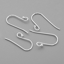 Honeyhandy Sterling Silver Earring Hooks, Silver, 25x15mm, Hole: 2mm, Pin: 0.8mm