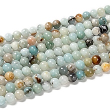 Honeyhandy Natural Flower Amazonite Beads Strands, Round, 6mm, about 65 pcs/strand, 15.5 inch