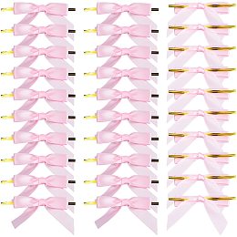 GORGECRAFT 80PCS Satin Twist Tie Bows Pink Pretied Satin Ribbon Decorative Pre Tied Bows for Tying Up Packages Gift Wrapping