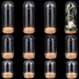 PandaHall Elite 12pcs Glass Display Dome Cloche, 3 Size Glass Bell Jar with Cork Base Glass Bottles Dome Decorative Jars Display Case for Flower Storage Home Christmas Party Favor Decoration