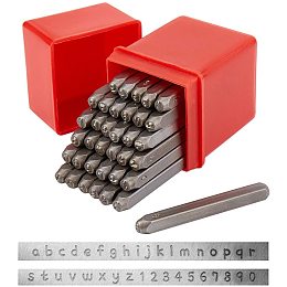 PandaHall Elite 36 Pcs Letter and Number Metal Stamp Set, Alphabet A-Z and Number 0-9, Iron Lowercase Stamps Punch Press Tool for Imprinting on Metal Jewelry Leather Wood