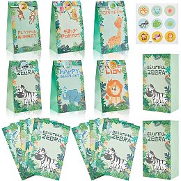 CREATCABIN 20Pcs Animal Paper Bags Jungle Safari Theme Cartoon Paper Bags Goodie Bags Animal Candy Treat Bags Colorful Party Paper Gift Bags With Animal Sticker for Birthday Party Favor Supplies Shops