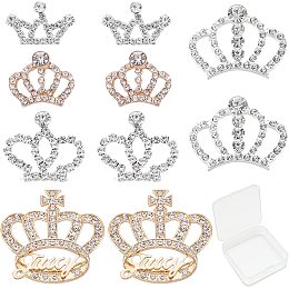 SUNNYCLUE 1 Box 10Pcs 5 Style Alloy Rhinestone Cabochons Crystal Rhinestone Crown Embellishments Rhinestone Flatback Crystal Accessory for DIY Crafts Jewelry Making Wedding Decoration