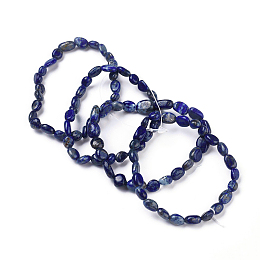 Honeyhandy Natural Lapis Lazuli Bead Stretch Bracelets, Tumbled Stone, Nuggets, Inner Diameter: 2~2-1/4 inch(5.2~5.6cm)