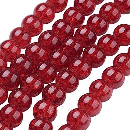 NBEADS 20 Strands(About 100pcs/strand) 8mm Dark Red Spray Painted Crackle Glass Beads Round Split Tiny Loose Beads for Bracelet Jewelry Making