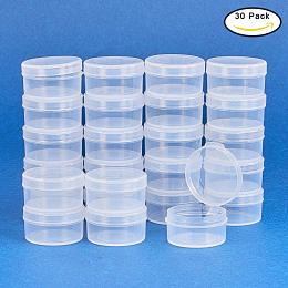 BENECREAT 30 Pack Round Clear Plastic Bead Storage Containers Box Case with Flip-Up Lids for Items, Pills, Herbs, Tiny  Findings, and Other Small Items - 1.26x0.7 Inches