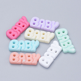 Honeyhandy Resin Cabochons, Word Baby, Mixed Color, 12x29~30x4mm