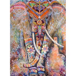 Honeyhandy 5D DIY Diamond Painting Animals Canvas Kits, with Resin Rhinestones, Diamond Sticky Pen, Tray Plate and Glue Clay, Elephant Pattern, 30x20x0.02cm