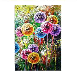 Honeyhandy DIY 5D Colorful Dandelion Pattern Canvas Diamond Painting Kits, with Resin Rhinestones, Sticky Pen, Tray Plate, Glue Clay, for Home Wall Decor Full Drill Diamond Art Gift, Dandelion Pattern, 39x29.5x0.03cm