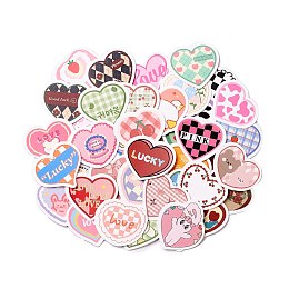 Honeyhandy Waterproof Self Adhesive Paper Stickers, for Suitcase, Skateboard, Refrigerator, Helmet, Mobile Phone Shell, Colorful, Heart Pattern, 33~37x32~40x0.2mm, about 100pcs/bag