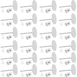 UNICRAFTALE About 300pcs Stud Earring Settings 304 Stainless Steel Flat Pad Earring Post with 200pcs 304 Stainless Steel Ear Nuts Hypoallergenic Ear Studs for DIY Earring Jewelry Making