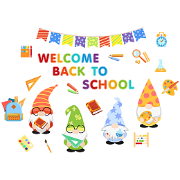 SUPERDANT Welcome Back to School Wall Decals School Gnome Wall Stickers Window Clings Window Stickers Back to School Party Ornaments Supplies for Classroom Decorations