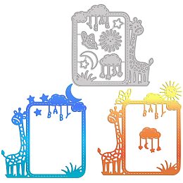 GLOBLELAND Giraffe Frame Metal Cutting Dies Die Cuts for DIY Scrapbooking Easter Birthday Mother's Day Valentine's Day Cards Making Album Envelope Decoration,Matte Platinum