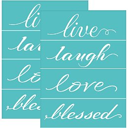 OLYCRAFT 2pcs Words Pattern Silk Screen Stencils Live/Laugh/Love/Blessed Self-Adhesive Silk Screen Mesh Transfers Reusable Silk Screen Printing Stencils for Printing on Wood Fabric Bags - 5.5x7.7inch