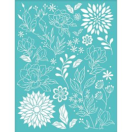 OLYCRAFT 2pcs Silk Screen Printing Stencil Flower Pattern Silk Mesh Transfers Stencils Self-Adhesive Reusable Sign Stencils for Painting on Wood DIY T-Shirts - 8.5x11inch