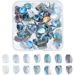 Arricraft 70 Pcs Electroplate Glass Beads, 7 Colors Transparent Spacer Beads Charms Ab Color Distorted Triangle Shape Crystal Beads for Bracelet, Earring Jewelry Making